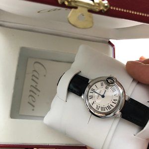 Ballon Bleu De Cartier 33 MM Steel Leather Watch